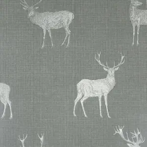 Arthouse Heritage Stag Grey Silver Metallic Textured Wallpaper 909608