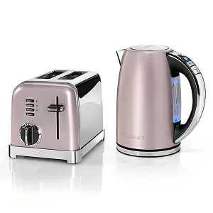 Cuisinart Style Vintage Rose Multi-Temp Kettle & 2 Sl Toaster Breakfast Set