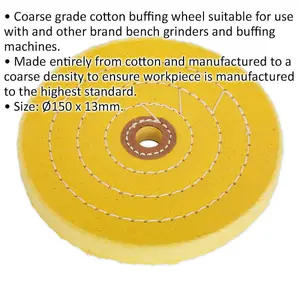 Coarse Cotton Buffing Wheel for Bench Grinders - 150mm x 13mm Bore