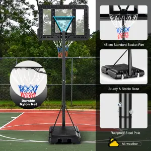 Costway Portable Basketball Hoop for Both Youth and Adults Height Adjustable 1.35-3.05m