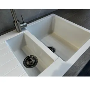 Liquida LG150WH 1.5 Bowl Granite Reversible Inset White Kitchen Sink With Waste