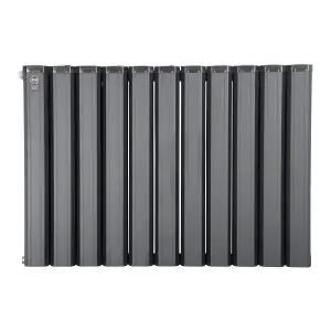 Aluminum Designer Horizontal Radiator Compatible with Heat pump. Model "Pioneer Plus " Black. 800 mm.500 mm. BTU/hr:4858