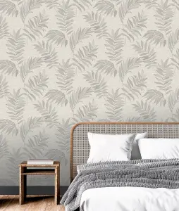 Sumatra Palm Leaf Grey Wallpaper