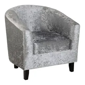 Hammond Tub Chair in Crushed Velvet Silver Fabric