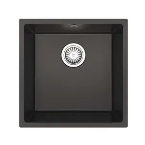 LSC Bexley 1.0 Matt Black Composite Synthetic Undermount Kitchen Sink & Waste