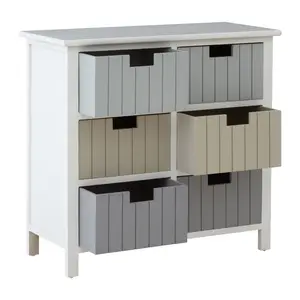 Interiors by Premier New England White 6 Drawers Chest, Delivered Fully Assmbled