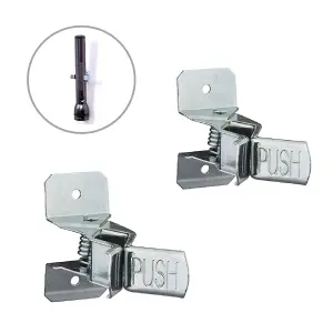 2 x Spring Loaded Wall Mounted Tool Clips, Storage for Garages, Sheds & Work Tools