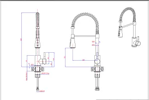 Quadron Salma Steel coil kitchen tap with spray function