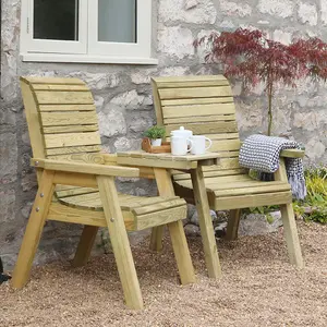 Zest Freya Wooden Companion Seat Garden Outdoor Chair Love Seat 2 Seater