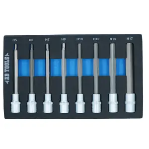 1/2in Drive Allen Hex Key Sockets Extra Long 140mm 8pc Set