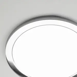 Litecraft Darly Chrome 1 Lamp Modern Bathroom 24W LED Flush Ceiling Light