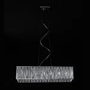 Luminosa Modern Hanging Pendant Chrome 7 Light  with Anodized Aluminum, Silver Shade, G9