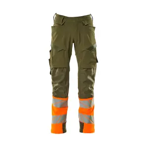 Mascot Accelerate Safe Trousers with Kneepad Pockets - Moss Green/Orange   (42.5) (Leg Length - Short)