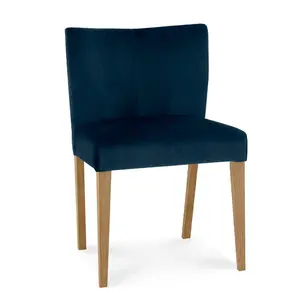 Caserta Upholstered Dining Chair (Set of 2) Dark Blue / Dark Oak