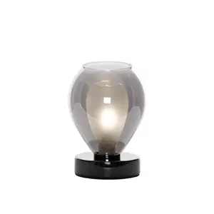 Inlight Batu Conical Brushed Satin Black Nickel effect Table lamp