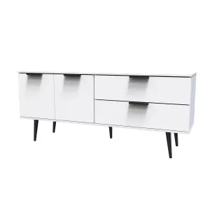 Fuji 2 Drawer 2 Door Wide Sideboard in White Matt (Ready Assembled)