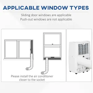 HOMCOM 12,000 BTU Portable Air Conditioner Dehumidifier Cooling Fan, Remote, LED, 24H Timer, Wheels, Window Mount Kit, White