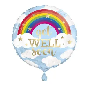 Unique Party Get Well Soon Rainbow Foil Balloon Blue/White (One Size)