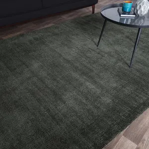 Green Handmade Luxurious Modern Plain Sparkle Rug For Bedroom & Living Room-120cm X 170cm