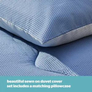 SILENTNIGHT SEERSUCKER COVERLESS DUVET AND PILLOWCASE SET - 10.5 TOG - GREY/BLUE - KING