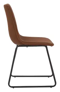 Antico Premium Brown Faux-Leather Modern Fixed Height Chair, Single