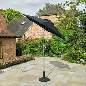 2M Garden Crank & Tilt Black Parasol