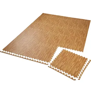 Gym Mats - 12 interlocking sections with 24 edge pieces, 61 x 61 cm each - wood decor