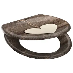 SCHÜTTE Duroplast Toilet Seat with Soft-Close WOOD HEART Printed