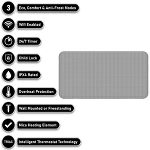 Mylek Radiator Mica Panel Radiant Heater, Wifi Enabled Smart APP 2000W Electric, Triac Thermostat