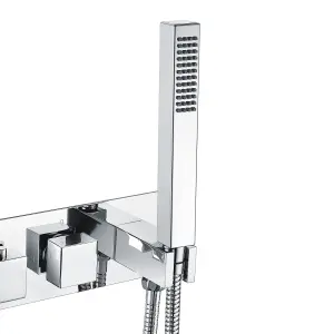 Bathroom 2 Way Concealed Thermostatic Shower Mixer Ultra Slim Head & Handset