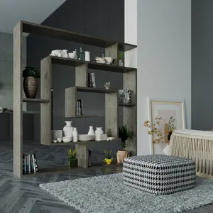 Labirent Bookcase | Modern Maze-Design Freestanding Unit with 5 Shelves Dark Coffee