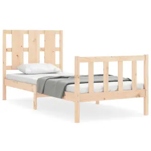 Berkfield Bed Frame with Headboard Small Single Solid Wood