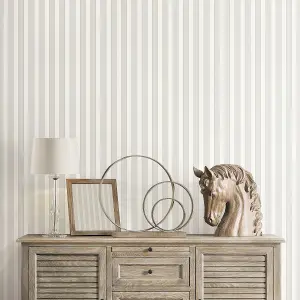 Galerie Simply Silks 4 Ivory, Grey Formal Stripe Embossed Wallpaper