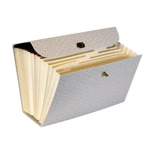 Geometric 19 Pocket Expanding Box File with Gold Handle & Toggle Closure - A4 Document Paper Holder Filling Organiser Folder