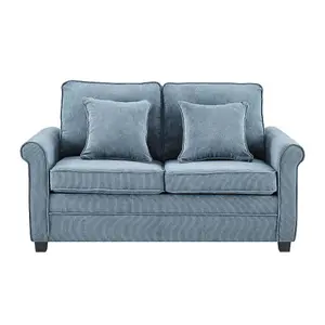 Ramy Corduroy 2 Seater Fold Out Sofa Bed Blue Convertible Sleeper Sofa