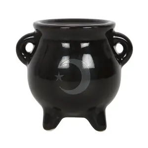 Something Different Mystical Moon Ceramic Cauldron Incense Holder Black (One Size)