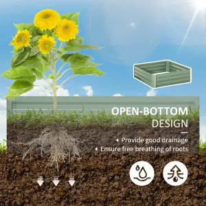 Outsunny Set of 2 Raised Garden Bed Galvanised Planter Box Easy Setup Green