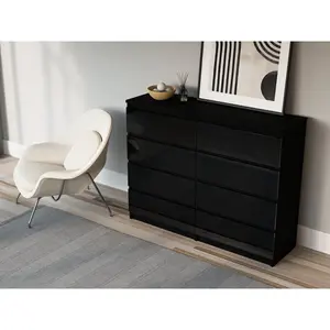 Helen 8 Drawer 120Cm W Double Drawers Black