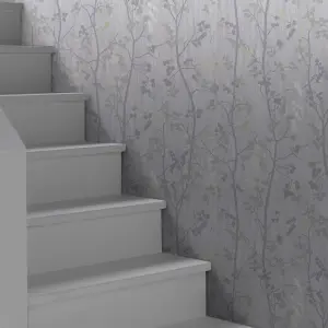 GoodHome Bromus Cream Floral Metallic effect Textured Wallpaper