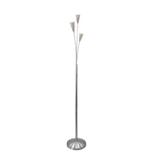 First Choice Lighting Bally Satin Nickel with Alabaster Shades Floor Lamp