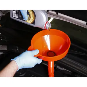 200mm Polyethylene Funnel with Flexible Spout and Filter - Ideal for Vehicles