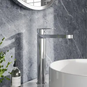 Round Tall Mono Basin Mixer Tap - Chrome