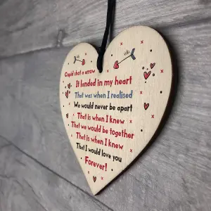 Valentine's Day Gift For Boyfriend Girlfriend Wood Heart Anniversary Gift For Husband Wife Keepsake Plaque