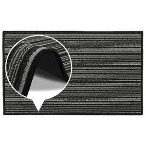 JVL Arona Machine Washable Latex Backed Doormat, 50x80cm, Black