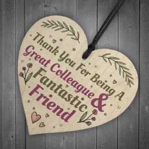 Red Ocean Great Colleague Friend Handmade Wooden Heart Sign Novelty Friendship Gift Leaving Job Thank You Gift