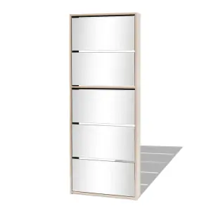 Berkfield Shoe Cabinet 5-Layer Mirror Oak 63x17x169.5 cm