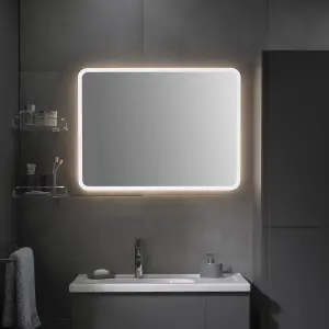 Sensio Libra Rectangular Wall-mounted Bathroom Illuminated Colour-changing mirror (H)80cm (W)60cm