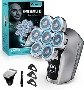 Gisaae Head Shavers For Men, Upgraded 7D Head Shaver For Bald Men, IPX7 Waterproof Wet/Dry Electric Razor, Rotary Shaver Razor Beard Grooming Kit