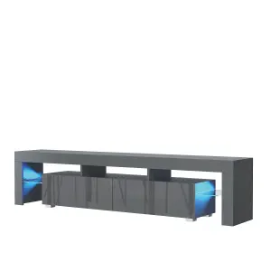 Nova TV Unit 200cm Dark Grey High Gloss Doors with LED Lighting - Creative Furniture