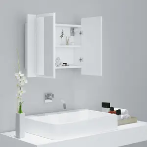 Berkfield LED Bathroom Mirror Cabinet White 60x12x45 cm